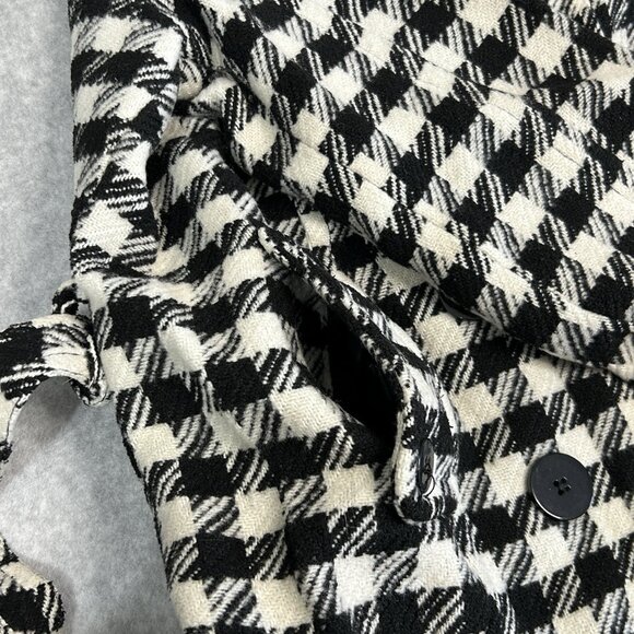 New Look Wool Blend Houndstooth Pea Coat Button Down Black/White - Women's Large - Picture 9 of 10